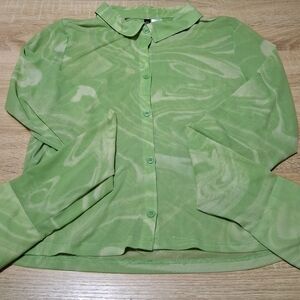 Divided Light Green Sheer Button Down Shirt